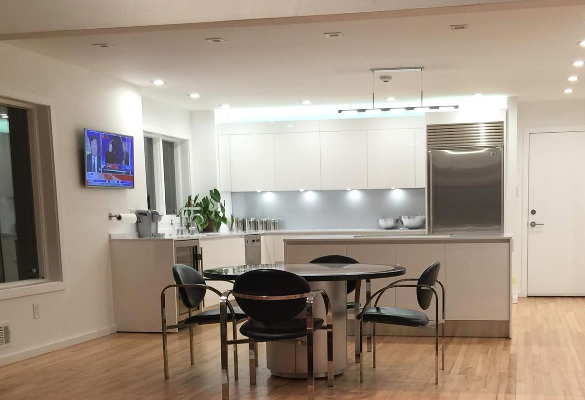 Modern white and walnut kitchen remodel in Atlanta